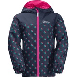 Jack Wolfskin Unisex Kinder Rainbow Paw Jacket, Night Blue/Pink All Over, 128 EU