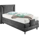 Boxbett, grau (anthrazit), B:104cm L:214cm, Bezug der Obermatratze: 100% Polyester, abnehmbar und waschbar bis 60C;Box und Kopfteil: Mikrovelours (100% Polyester), WESTFALIA SCHLAFKOMFORT, Komplettbetten, Boxspringbett, mit Motor