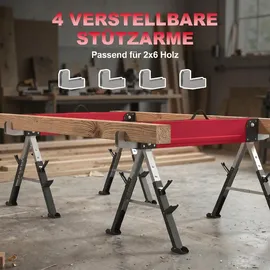 Homcom Arbeitsbock Metall 64-81 cm Rot klappbar 7-fach höhenverstellbar