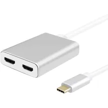 helos Splitter USB 3.1 Type-C/2x HDMI 4K 0 cm Silber