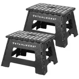 STAHLWERK Klapptritt KT-2 ST 2er Set mit 150 kg Tragkraft Faltbarer Tritthocker