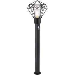 Außenbeleuchtung Standleuchte Säulenlampe Außen mit Bewegungsmelder Terrassen Stehlampe mit Bewegungsmelder, schwarz Diamant Gitter, 1x E27, LxBxH 22,5x25,5x100 cm