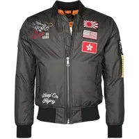 Top Gun Bomberjacke TOP GUN "TG20192031", Herren, Gr. 48 (S), grau (anthrazit), Obermaterial: 100% Nylon / Strick: 100% Polyester, Jacken