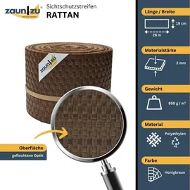 zaunzu® Sichtschutzstreifen Rattan 26 m Honigbraun