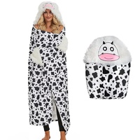 WJMSDK Kuh Decke mit Ärmeln - Kuh Geschenk für Frauen, Sherpa Fleece Kuscheldecke mit ärmeln, Tragbare Decke zum Anziehen als Weihnachten Geburtstagsgeschenk für Frauen Damen