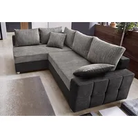 Ecksofa COLLECTION AB "Parma L-Form" Sofas Gr. B/H/T: 224cm x 84cm x 161cm, Microfaser PRIMABELLE-Struktur, Ottomane beidseitig montierbar, mit Bettfunktion-mit Bettkasten-mit Federkern, schwarz (schwarz/grau) mit Bettfunktion und Federkern