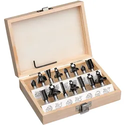 Kwb by Einhell Oberfräsen-Zubehör 8mm 15 Fräsersatz im Holzkoffer