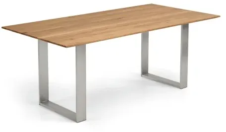 Niehoff Oak Edition Tisch 200x100cm Charaktereiche, Kante Trapez Kufengestell Edelstahl