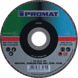 Trennscheibe D115x1mm gerade Stahl / Stein Bohrung 22,23 mm PROMAT