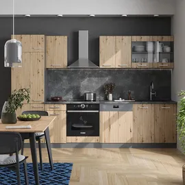 Vicco Küchenzeile R-Line 300 cm Eiche/Anthrazit