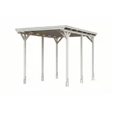 SKANHOLZ Emsland Flachdach Caravan-Carport 4,02 x 6,04 m weiß inkl. Regenrinne, Pfostenanker