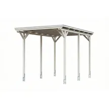 SKANHOLZ Emsland Flachdach Caravan-Carport 4,02 x 6,04 m weiß inkl. Regenrinne, Pfostenanker