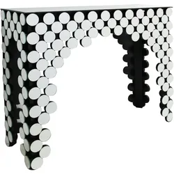 SalesFever Konsolentisch aus MDF mit Spiegelglas | runde Spiegelglas Elemente | B 111 x T 35,5 x H 92 cm | verspiegelt