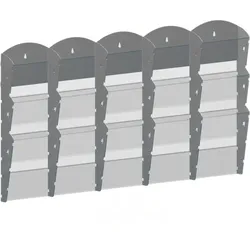 Wand-Plastikhalter für Prospekte - 5x3 A5, grau