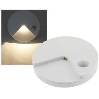 ChiliTec LED Nachtlicht mit Bewegungsmelder Akku Dämmerungssensor Flach 80x14mm Runde auflabdbare Akku-Leuchte mit 90° Sensor I Weiß