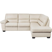 Livetastic Ecksofa, Weiß, Leder, Kombination Echtleder/Lederlook, 5-Sitzer, Füllung: Polyurethan (Pur), Ottomane rechts, L-Form, 248x201 cm, Made in EU, motorische Relaxfunktion, Wohnzimmer, Sofas & Couches, Wohnlandschaften, Ecksofas