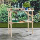 ETC Shop Pflanztisch mit Unterschrank Holz Pflanzentisch Balkon, nachhaltig mit Ablagefach und Zinkplatte, LxBxH 82 x 38 x 78 cm