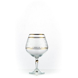 Crystalex Cognacglas Lilly Platin Cognacgläser 400 ml 6er Set, Kristallglas, Kristallglas, Platinrand, Pantografie weiß