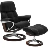 Stressless Ruby M | Signature Untergestell Batick Schwarz Poliertes Aluminium Braun