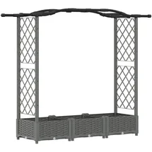 vidaXL Hochbeet mit Rankgitter und Dach 169 x 40 x 125 cm Hellgrau