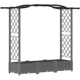 vidaXL Hochbeet mit Rankgitter und Dach 169 x 40 x 125 cm Hellgrau