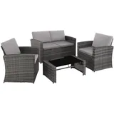 Tectake Rattan Lounge für 4 Personen widerstandsfähig - Grau