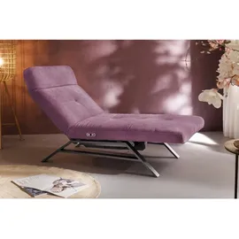 KAWOLA Liege AMERIVA Sessel Relaxliege Velvet purple Fuß chrome