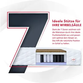 Fdm Voyager Matratze 80x200 cm Taschenfederkern Höhe 24 cm Härtegrad H3 H4 7-Liegezonen Öko-Tex Allergikergeeignet Jersey Bezug Waschbar Kokosfaser-Einlage