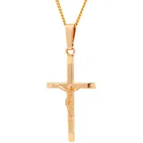 HOPLO Kreuzanhänger Anhänger Kreuz Korpus 585 Gold mit vergoldeter Silberkette 60 cm, Made in Germany 60 cm Unisex