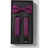 Fliege und Hosenträger im Set in unifarbenem Design, Fuchsia, 1