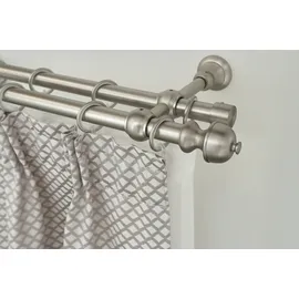 GARESA Gardinenstange GARESA "ANDREA", silber (mattnickelfarben), L:170cm Ø:20mm, Metall, Gardinenstangen, Vorhanggarnitur, verlängerbar, Endknopf Profil klein, mit Ringen