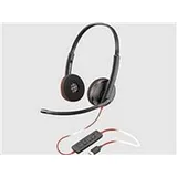 Poly Blackwire C3220 On Ear Headset kabelgebunden Stereo Rot/Schwarz