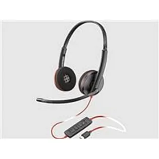 Poly Blackwire C3220 On Ear Headset kabelgebunden Stereo Rot/Schwarz