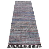 carpetfine »Kelim Chindi, Wendeteppich«, rechteckig, 6 mm Höhe, handgewebt, Fleckerlteppich mit Fransen, auch vielen in Läufergrößen schwarz 80x300 cm | aus Baumwolle, für Wohnzimmermit