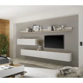 Home Affaire Wohnwand HOME AFFAIRE "City/Giron, moderne Anbauwand, Komplettset in vielen Farben verfügbar", weiß, B:340cm H:180cm T:30cm, Holzwerkstoff, Kastenmöbel-Sets, Wohnwand, enthält drei Hängeschränke & zwei Wandboards