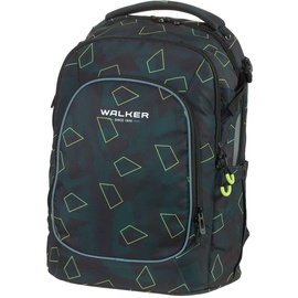 Walker 42122-363 - Schulrucksack Campus Evo 2.0 "Green Polygon" mit 3 Fächern, Zippfach am Rücken, Schultasche inkl. Rücken-Polsterung, höhenverstellbares Tragesystem, verstellbaren Gurten