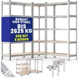 monzana Eckregal Metall 3er-Set silber 2625 kg 15 MDF-Platten
