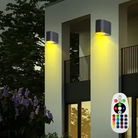 ETC Shop Wandstrahler Set RGB LED schwarz 7x8x9,4 cm