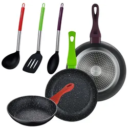 San Ignacio Set aus 3 Pfannen (18,22,26 cm) aus geschmiedetem Aluminium mit 3 Küchenutensilien, Kollektion Jolie