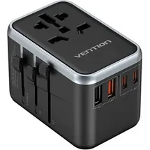 Vention Wandladegerät Vention FJFB0 Universal GaN 2x USB-C 2x USB Schwarz