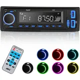 Avylet Autoradio Bluetooth 5.0,Avylet Autoradio, mit Bluetooth Freisprecheinrichtung,7 Farben, FM Autoradio mit 2...