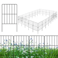 HOMASIS 25 Stück dekorativer Gartenzaun, Teichzaun Metall, 33 x 61 cm Gitterzaun Set, Steckzaun Hundezaun Beetzaun Metallzaun, Zaun für den Garten, Blumen, Bäume, Tier, Schwarz
