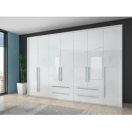 PLACES OF STYLE Drehtürenschrank »Piano, inklusive Rahmen und Beleuchtung, soft-close-Funktion« 277 oder 322cm breit, 226cm hoch, mit 4 Schubladen, UV lackiert, hochglänzend weiß oder beige, FSC-zertifiziert, weiß