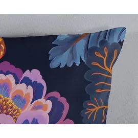 PURE luxury collection Sharira Gezeichnete Blume Blau 135 x 200 cm + 2 x 80 x 80 cm