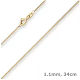 Schmuck Krone Goldkette 1,1mm Panzerkette aus 375 Gelbgold 34cm, Gold 375 goldfarben