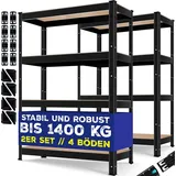 Masko Lagerregal 2er-Set Metall 80 cm x 160 cm x 40 cm schwarz