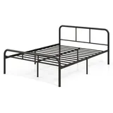 KOMFOTTEU Bettgestell, Metallbett Gästebett mit Kopfteil & Fußteil schwarz 140 cm x 190 cm