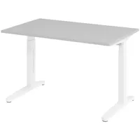 Bümö Schreibtisch Grau, Weiß, Nachbildung, Rechteckig, 120x74x80 cm, FSC
