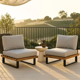 Mendler Lounge-Sessel HWC-H54 Garten-Sessel 2er-Set  hellbraun 59 x 59 x 108 cm