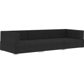 vidaXL 3-tlg. Garten-Sofagarnitur mit Auflagen Poly Rattan Schwarz